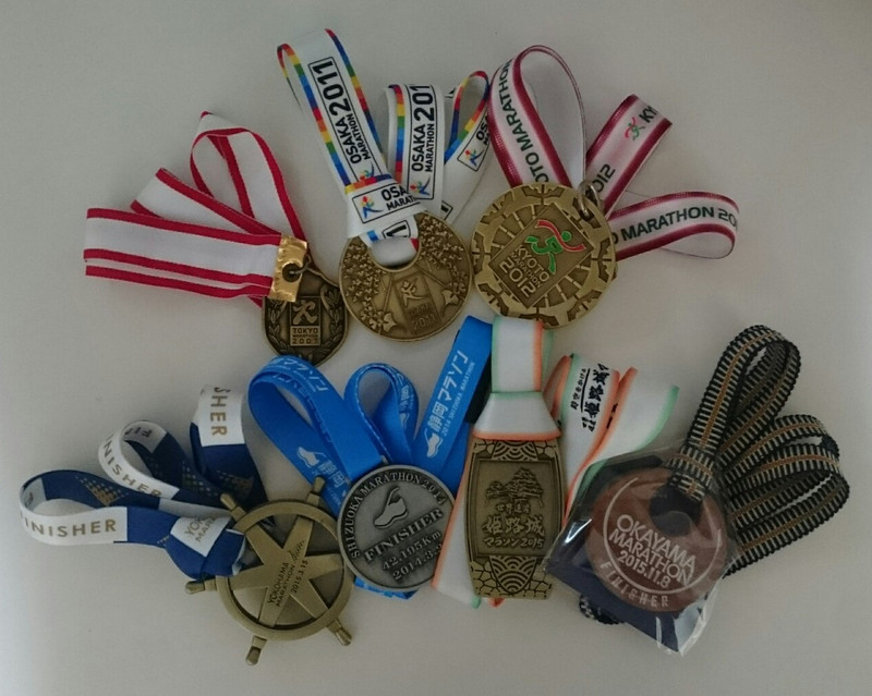 各地のマラソン第１回大会の完走メダル～東京・大阪・京都・横浜・静岡 