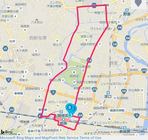 ワラーチで姫路城の周りを10km走